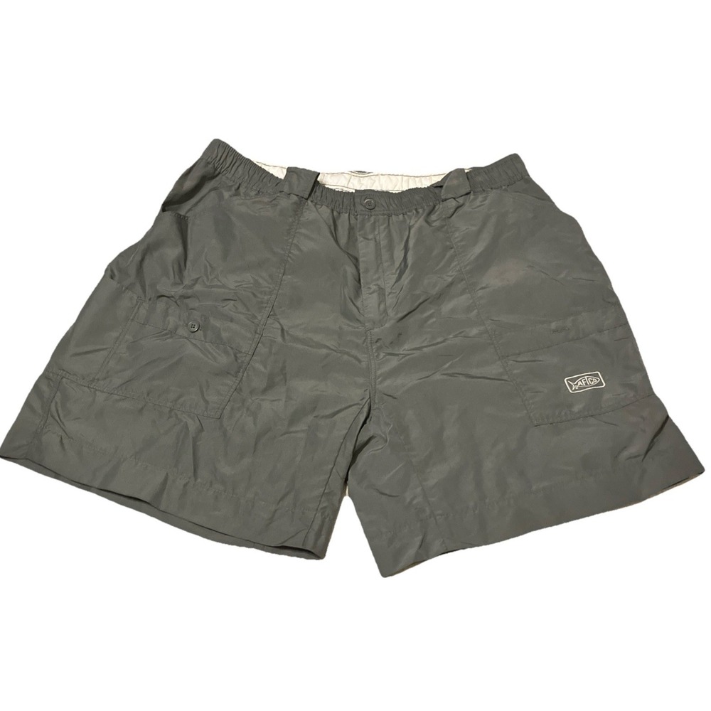 Aftco Men's Fishing Shorts Size 44 Nylon Cargo Pockets Stretch‎ Outdoor Gray